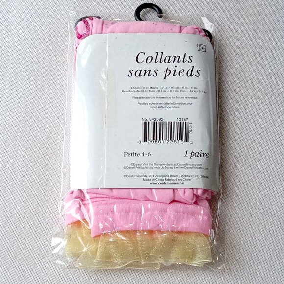 Girls Disney Princess Footless Tights, Small 4-6, One Pair Costume Pink Tights - Picture 2 of 4